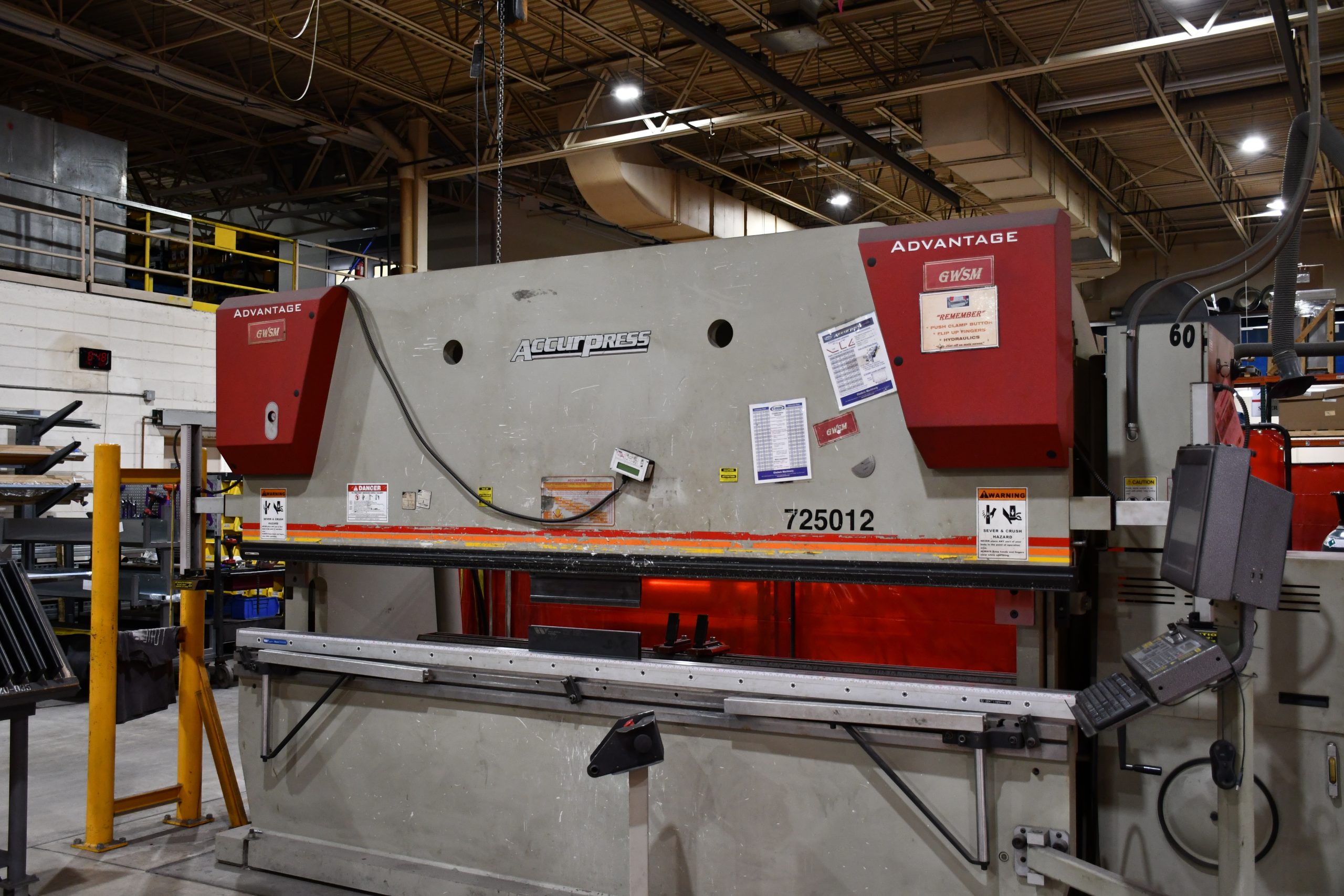 The press brake forms metal 