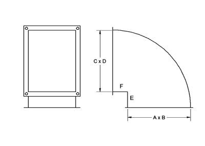 Radius Elbow with Square Throat drawing2